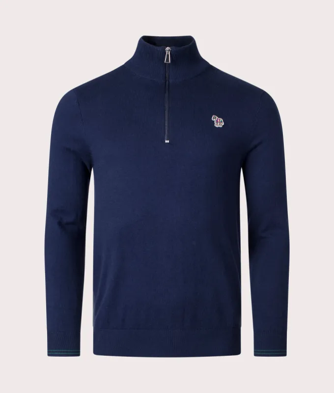 Quarter Zip Zebra Badge Knit Jumper sold by EQVVS