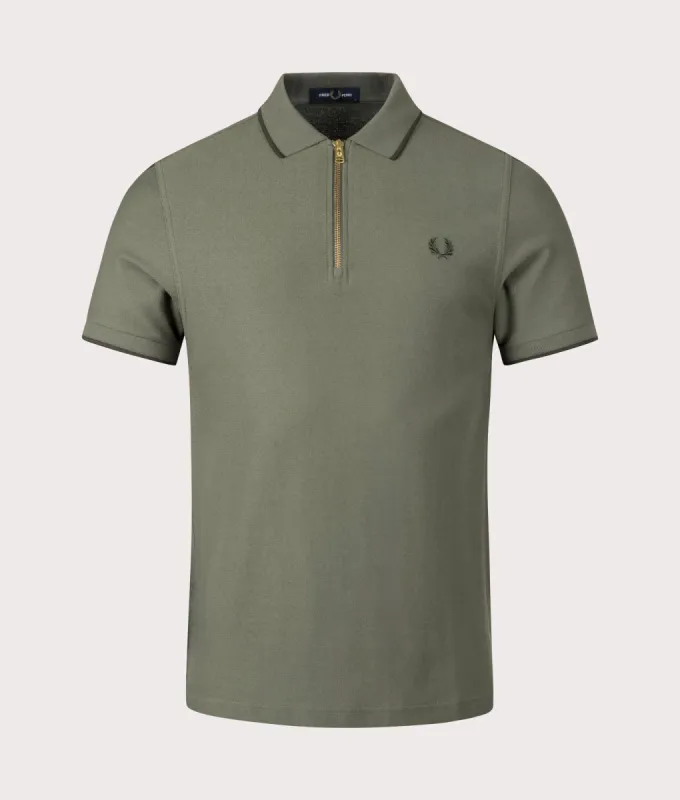 Crepe Pique Zip Neck Polo Shirt sold by EQVVS
