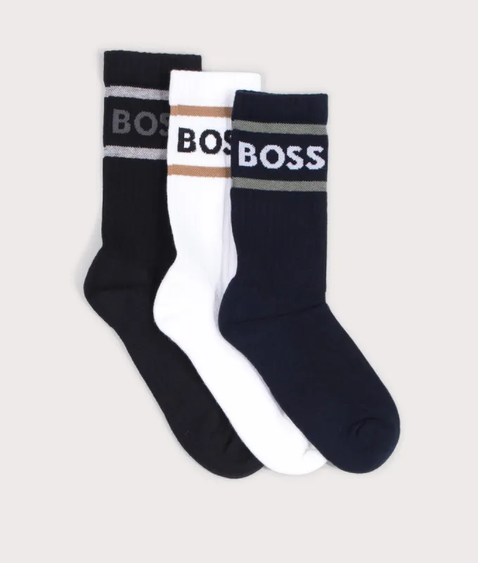 Three Pack of Short Rib Stripe Logo Socks sold by EQVVS