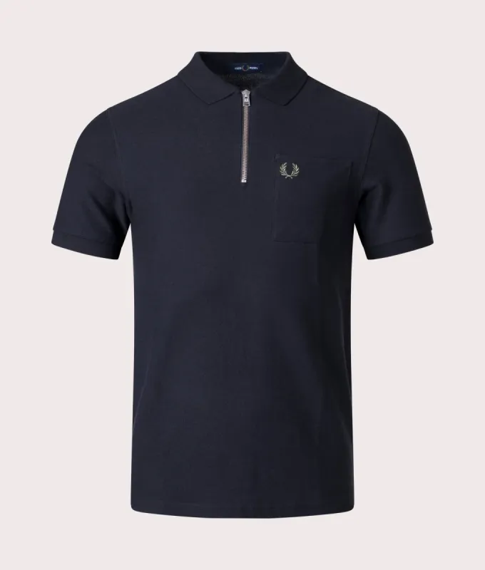Textured Zip Neck Polo Shirt sold by EQVVS