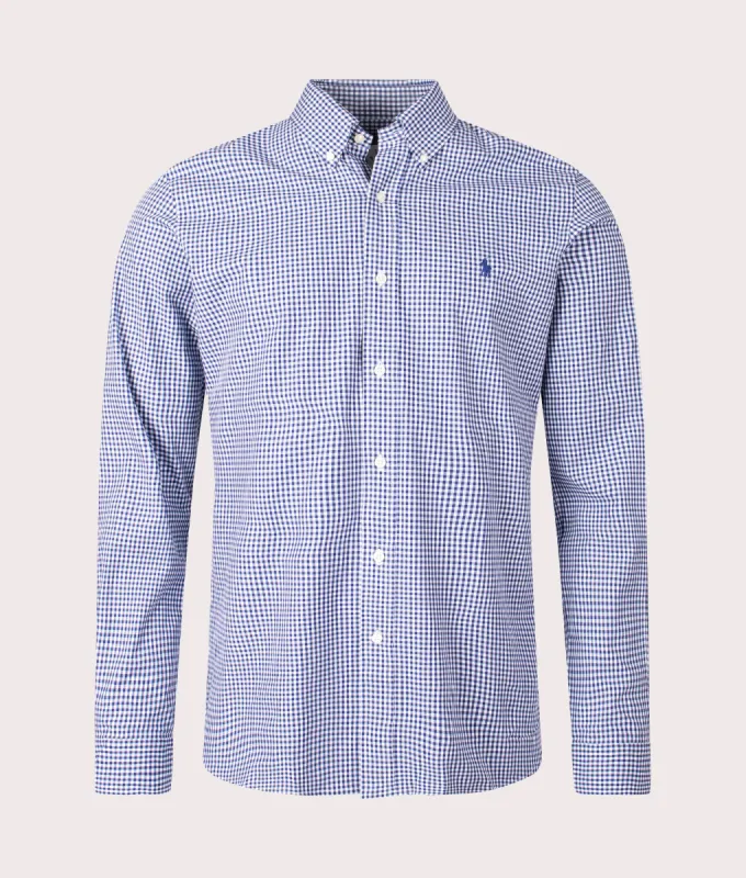 Custom Fit Gingham Stretch Poplin Shirt sold by EQVVS