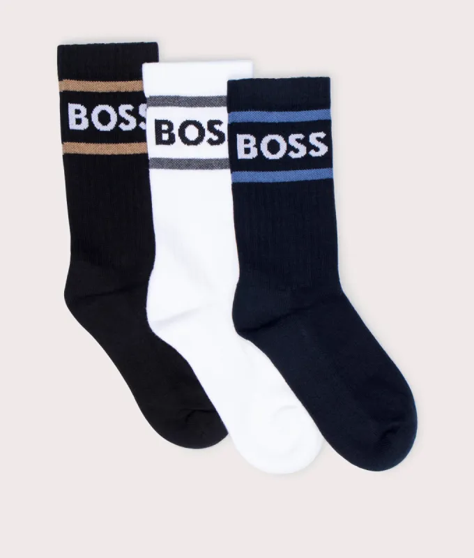 3 Pack of Short Rib Stripe Logo Socks sold by EQVVS