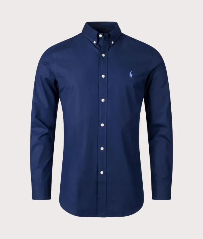 Custom Slim Fit Stretch Poplin Shirt sold by EQVVS