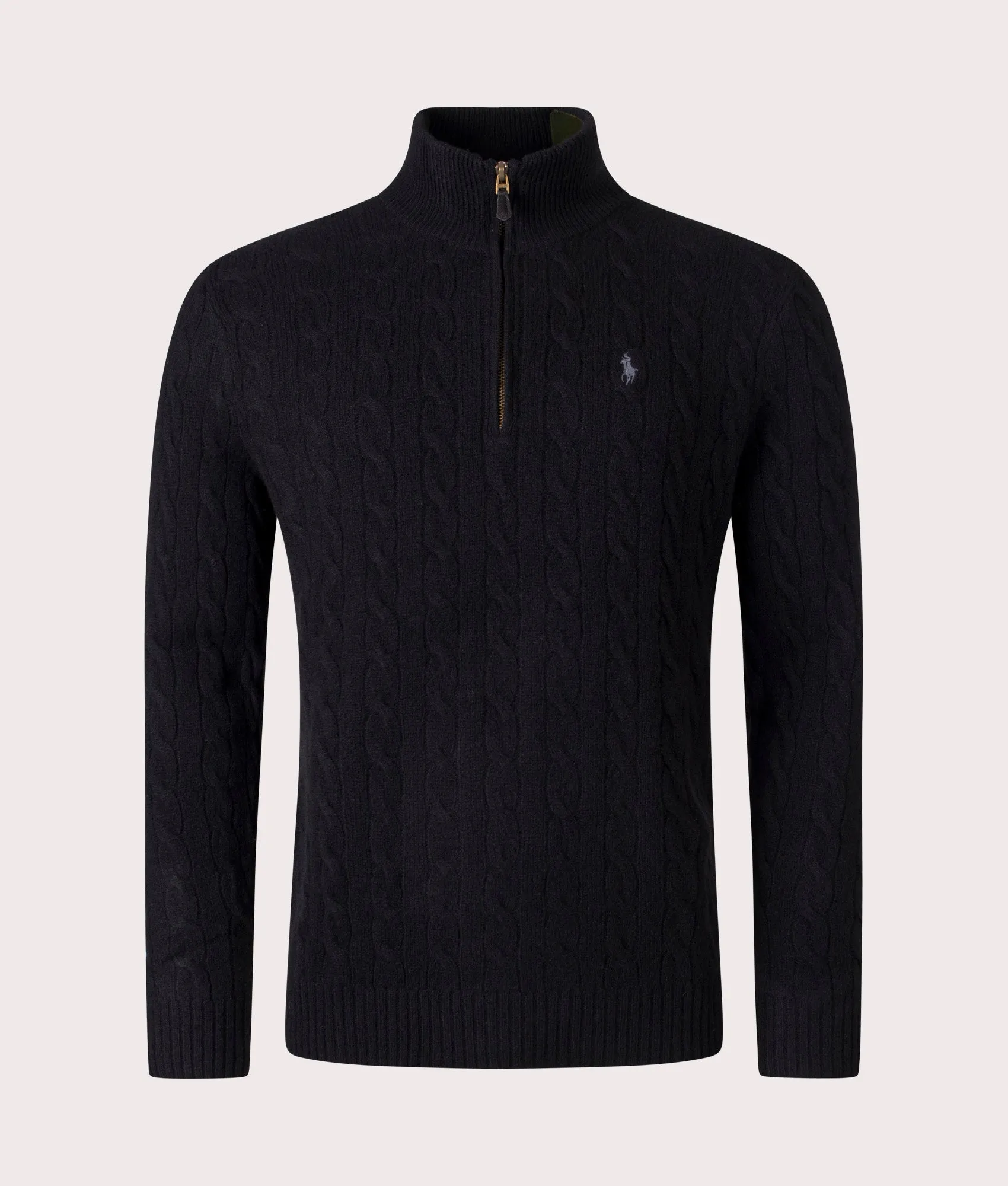 Cashmere Blend Quarter Zip Cable Knit Jumper sold by EQVVS