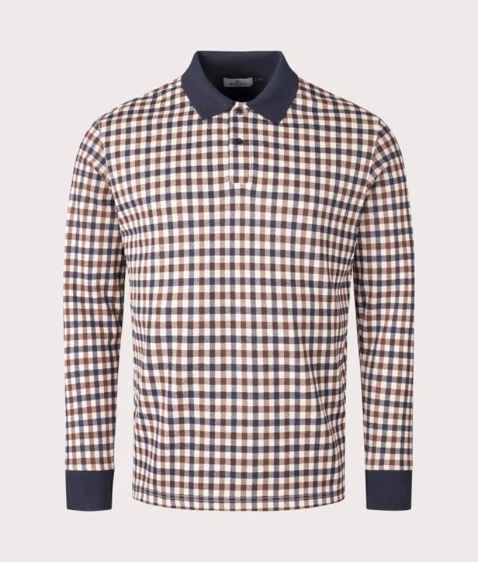 Long Sleeve Active Club Check Piquet Polo Shirt made by EQVVS