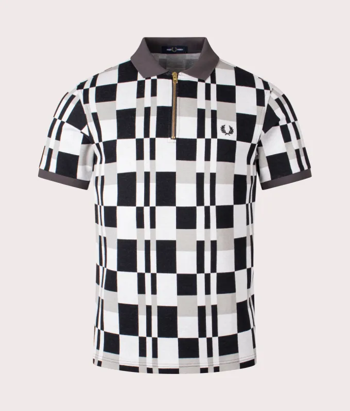Chequerboard Zip Neck Polo Shirt sold by EQVVS