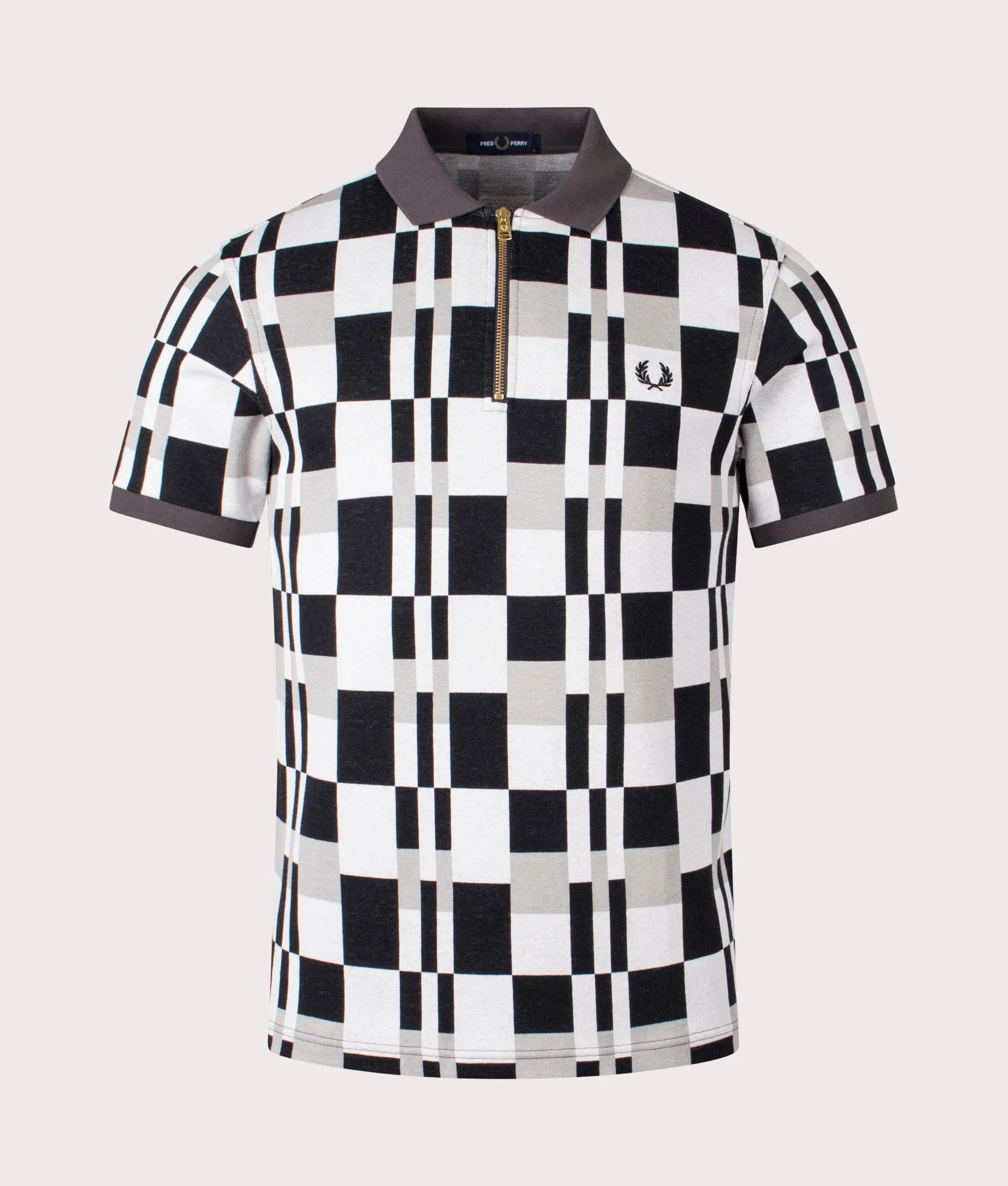 Chequerboard Zip Neck Polo Shirt sold by EQVVS