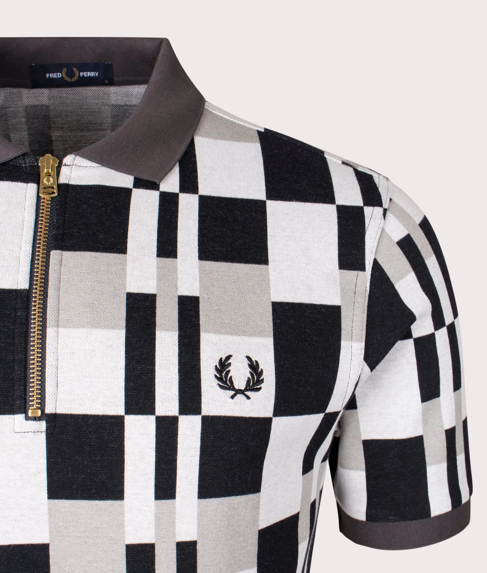 Chequerboard Zip Neck Polo Shirt sold by EQVVS product image thumbnail 2