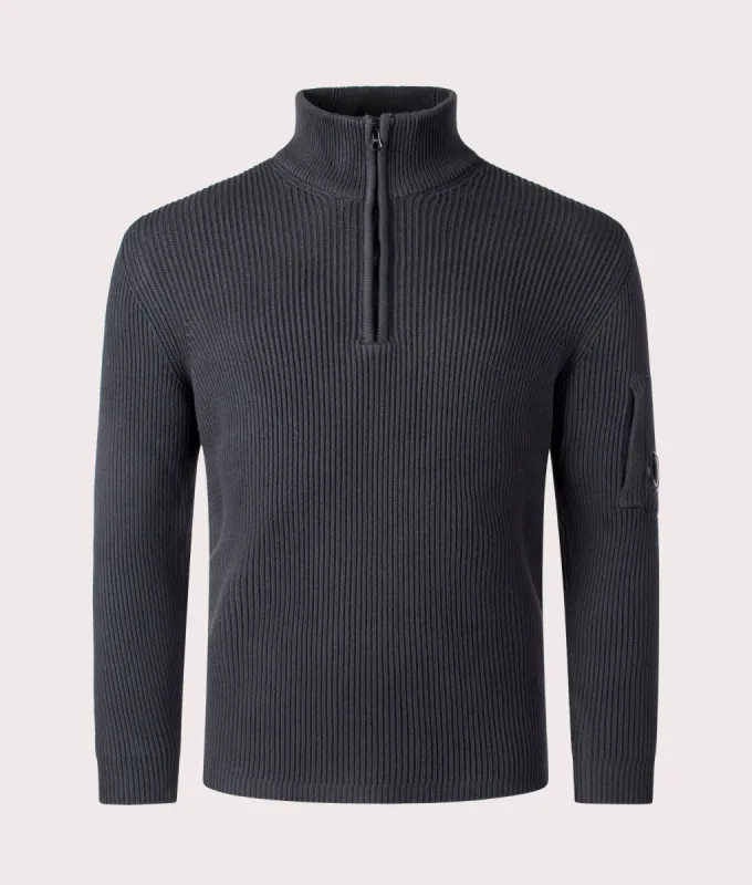Full Rib Quarter Zip Knitted Jumper made by C.P. Company