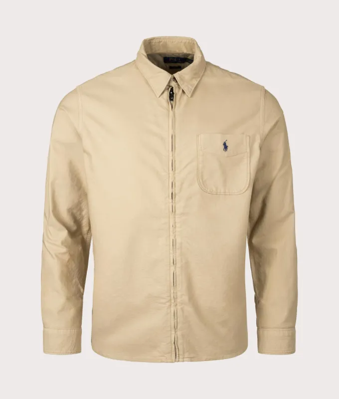 Garment Dyed Zip Oxford Overshirt sold by EQVVS