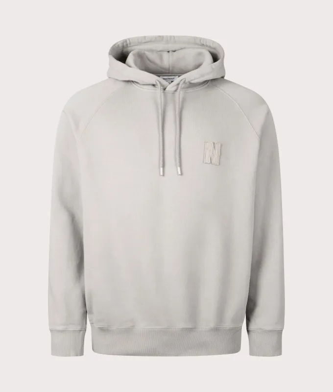 Relaxed Fit Marten Raglan N Patch Hoodie sold by EQVVS