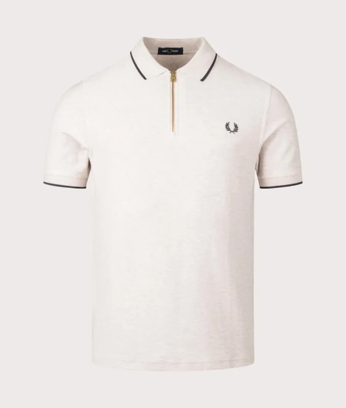 Crepe Pique Zip Neck Polo Shirt sold by EQVVS