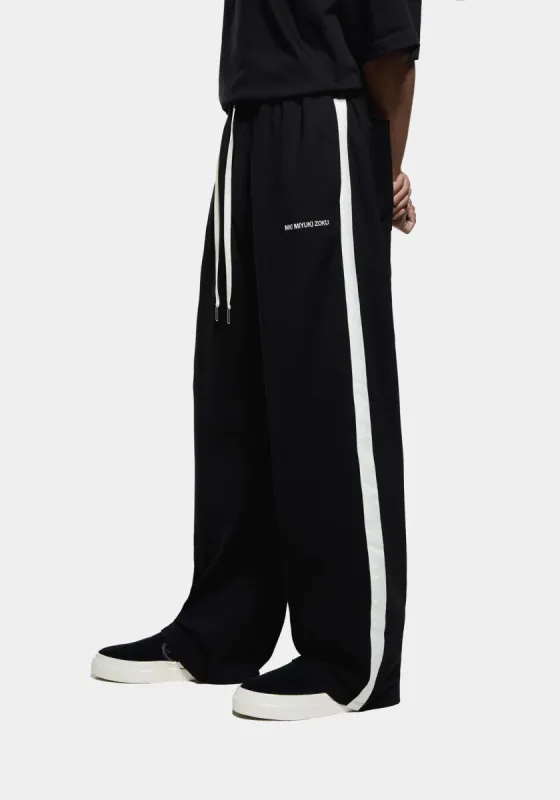 【U LAN】(UNISEX) Triple Track Wide Pants 404 Wide Leg Track Pants Black | Parallel