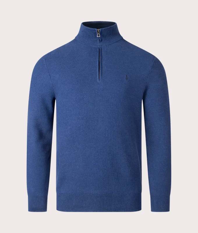 Quarter Zip Contrast Logo Knit Jumper sold by EQVVS
