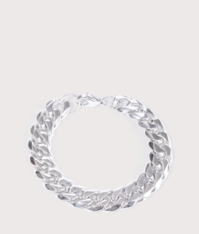 Silver Stainless Steel Cuban Bracelet 12mm 19.5cm sold by EQVVS