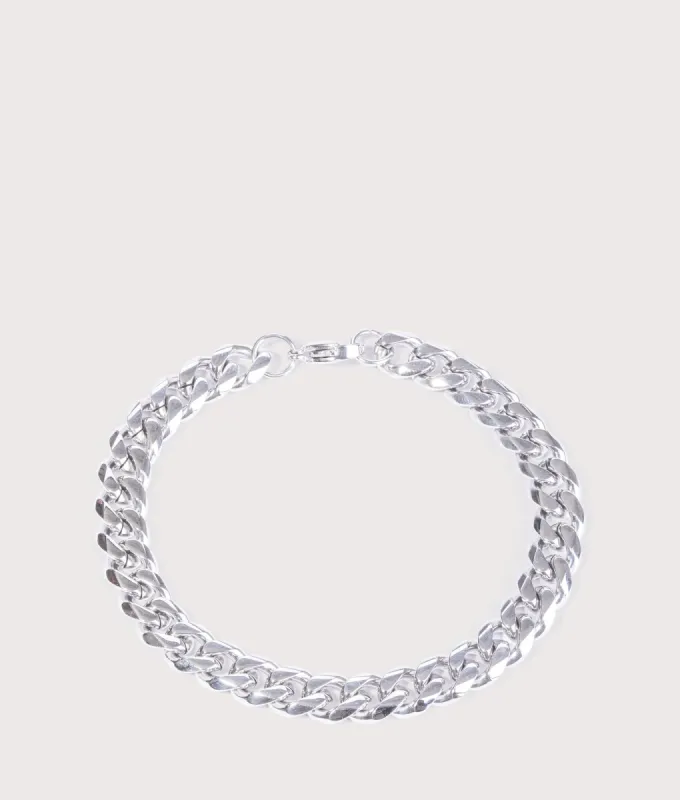 Silver Stainless Steel Cuban Bracelet 8mm 19.5cm sold by EQVVS