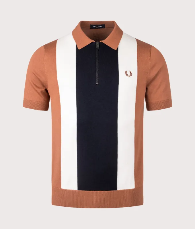 Vertical Stripe Zip Neck Polo Shirt sold by EQVVS
