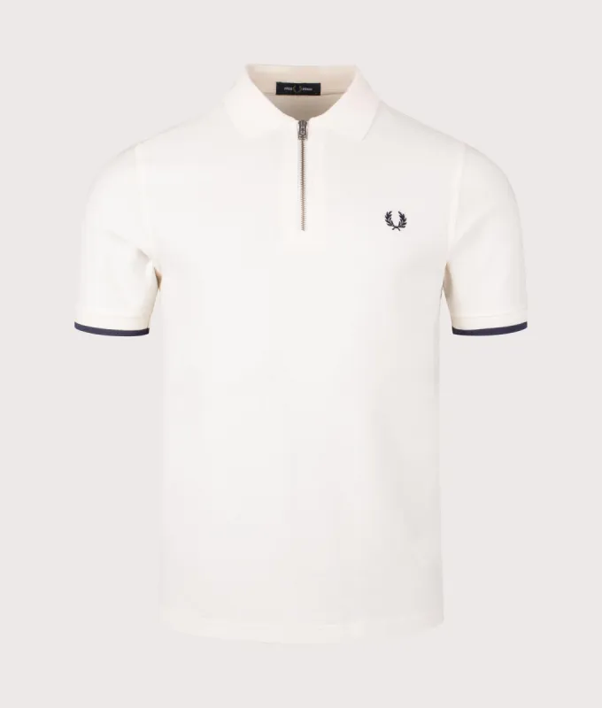 Crepe Pique Zip Neck Polo Shirt sold by EQVVS
