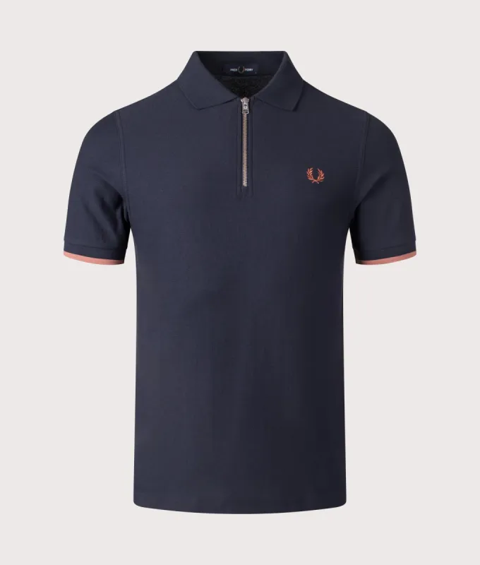 Crepe Pique Zip Neck Polo Shirt sold by EQVVS