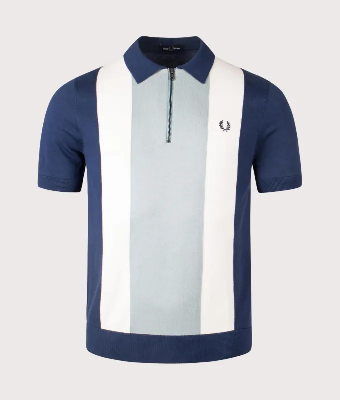 Vertical Stripe Zip Neck Polo Shirt sold by EQVVS
