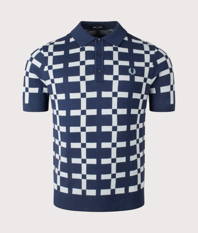 Geometric Jacquard Knit Polo Shirt sold by EQVVS