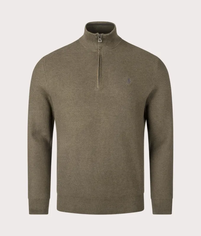 Quarter Zip Contrast Logo Knit Jumper sold by EQVVS
