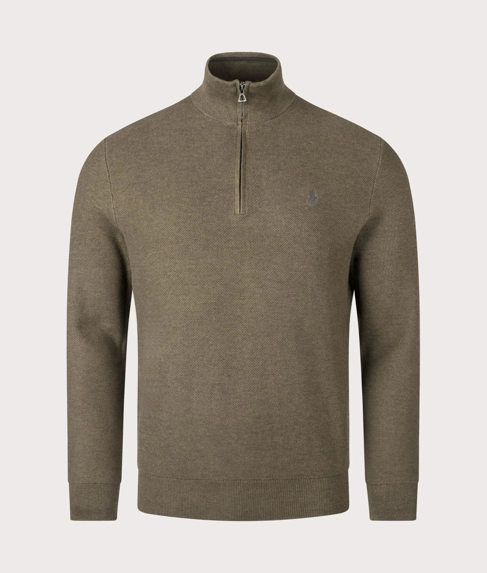 Quarter Zip Contrast Logo Knit Jumper sold by EQVVS