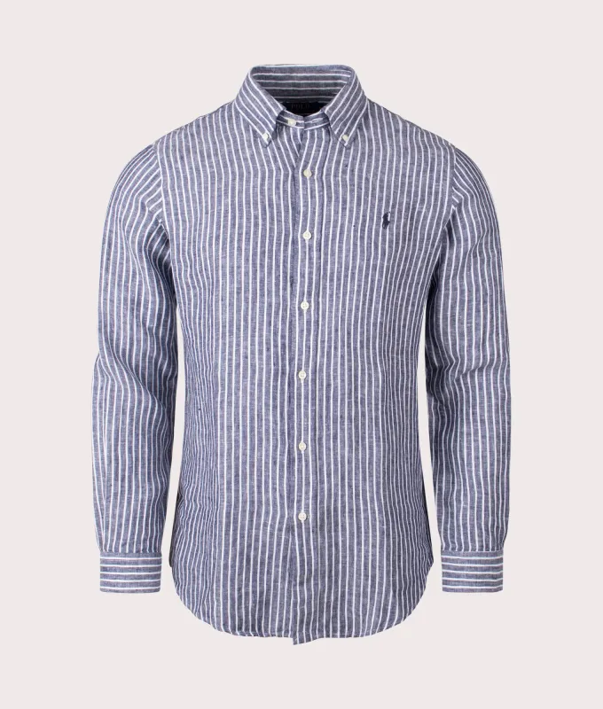 Custom Fit Striped Linen Shirt sold by EQVVS