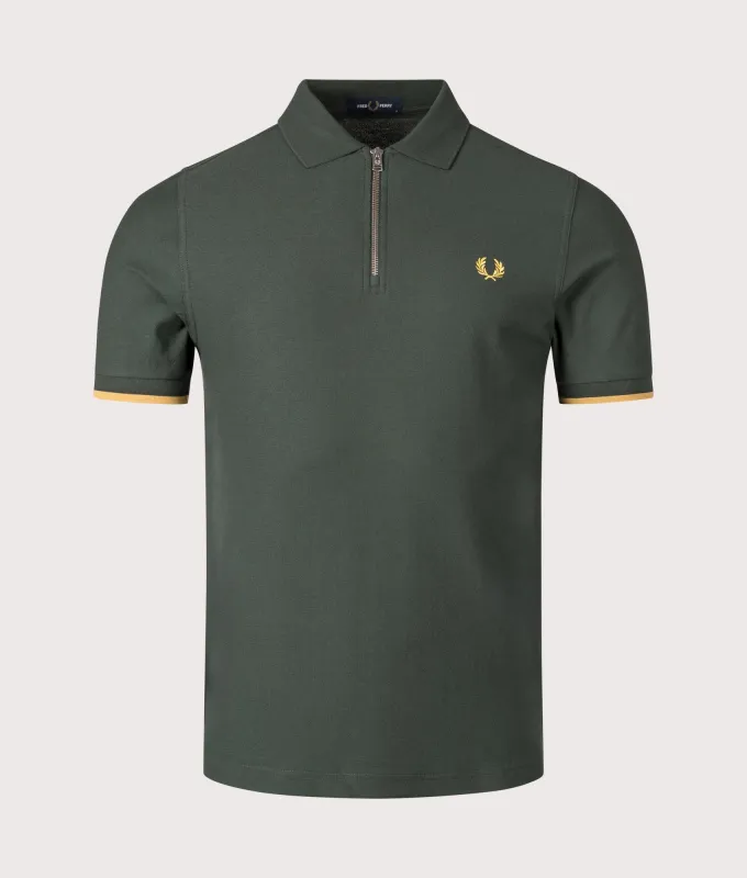 Crepe Pique Zip Neck Polo Shirt sold by EQVVS