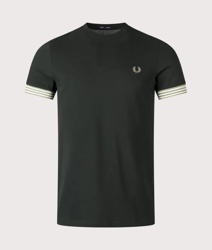 Striped Cuff T-Shirt made by Fred Perry
