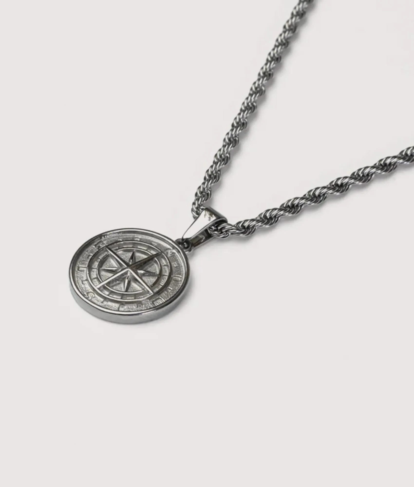 Silver Stainless Steel Compass Pendant 22" sold by EQVVS product image thumbnail 2