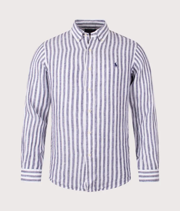 Custom Fit Striped Linen Shirt sold by EQVVS