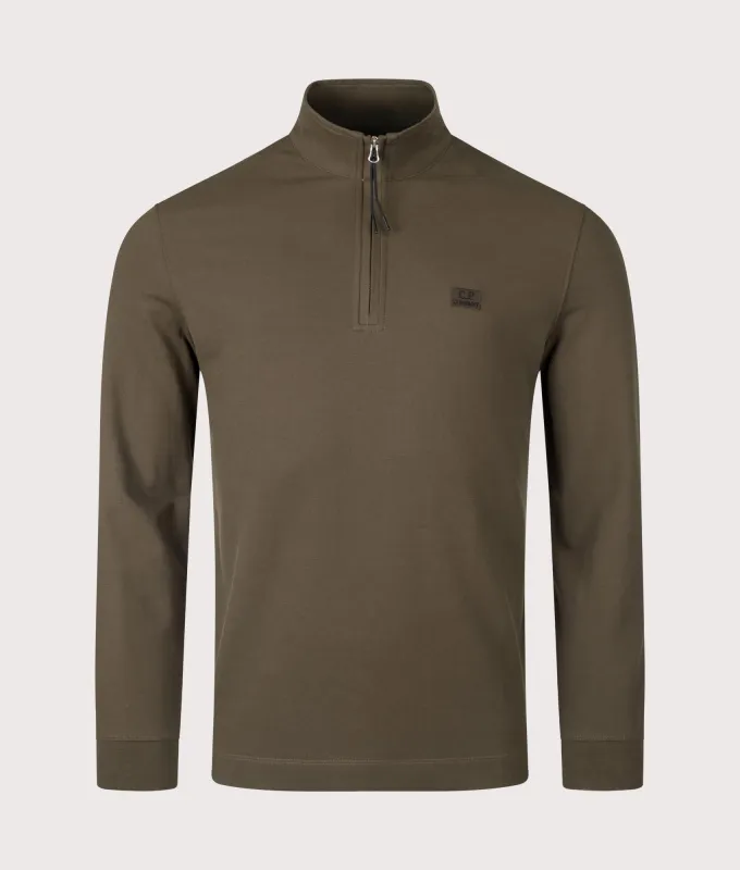 Stretch Piqué Quarter Zip Long Sleeve Polo Shirt made by C.P. Company