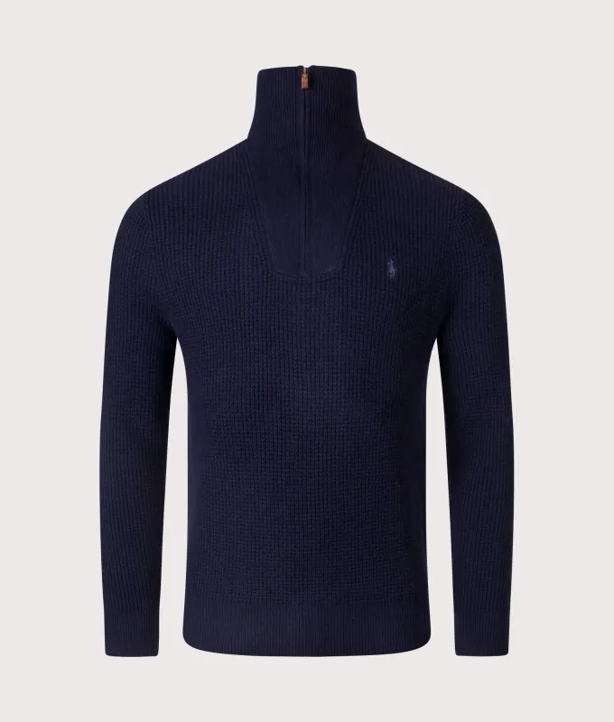 Waffle Knit Quarter Zip Jumper sold by EQVVS