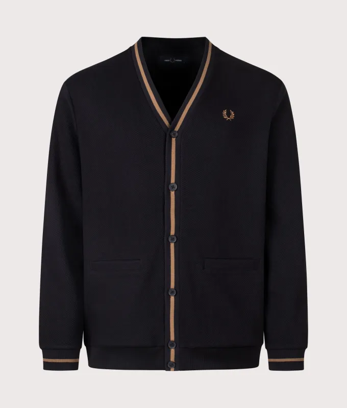 Fred Perry Glitch Tartan Cardigan Whisky Brown | Parallel