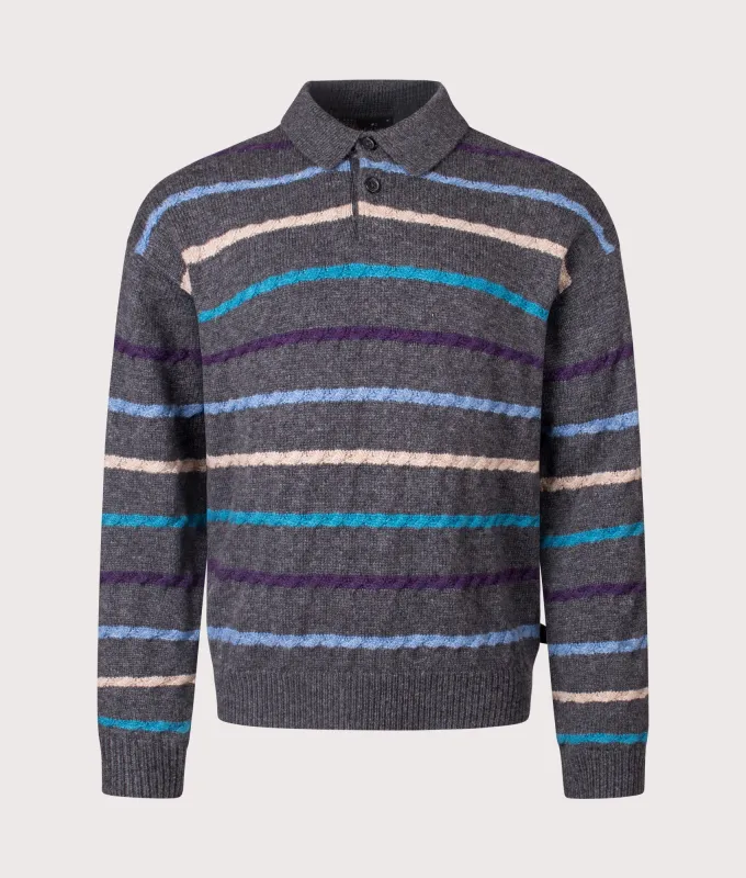 Striped Polo Collar Knit sold by EQVVS