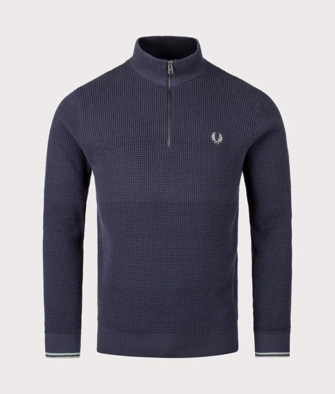 Waffle Stitch Quarter Zip Jumper sold by EQVVS