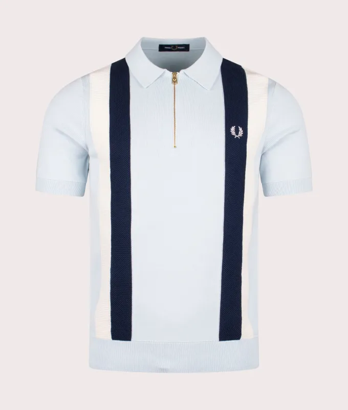 Textured Zip Neck Knitted Polo Shirt sold by EQVVS