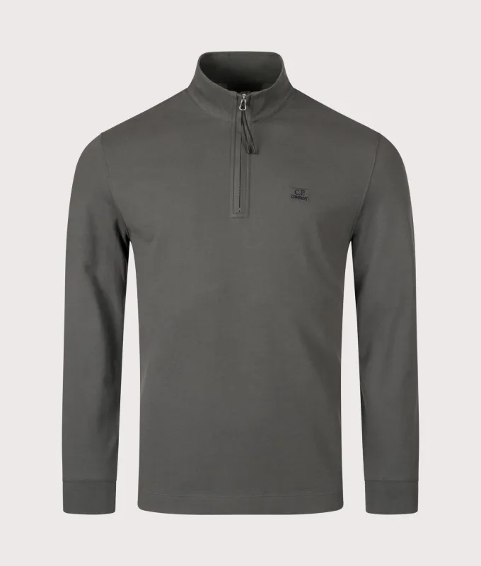 Stretch Piqué Quarter Zip Long Sleeve Polo Shirt made by C.P. Company