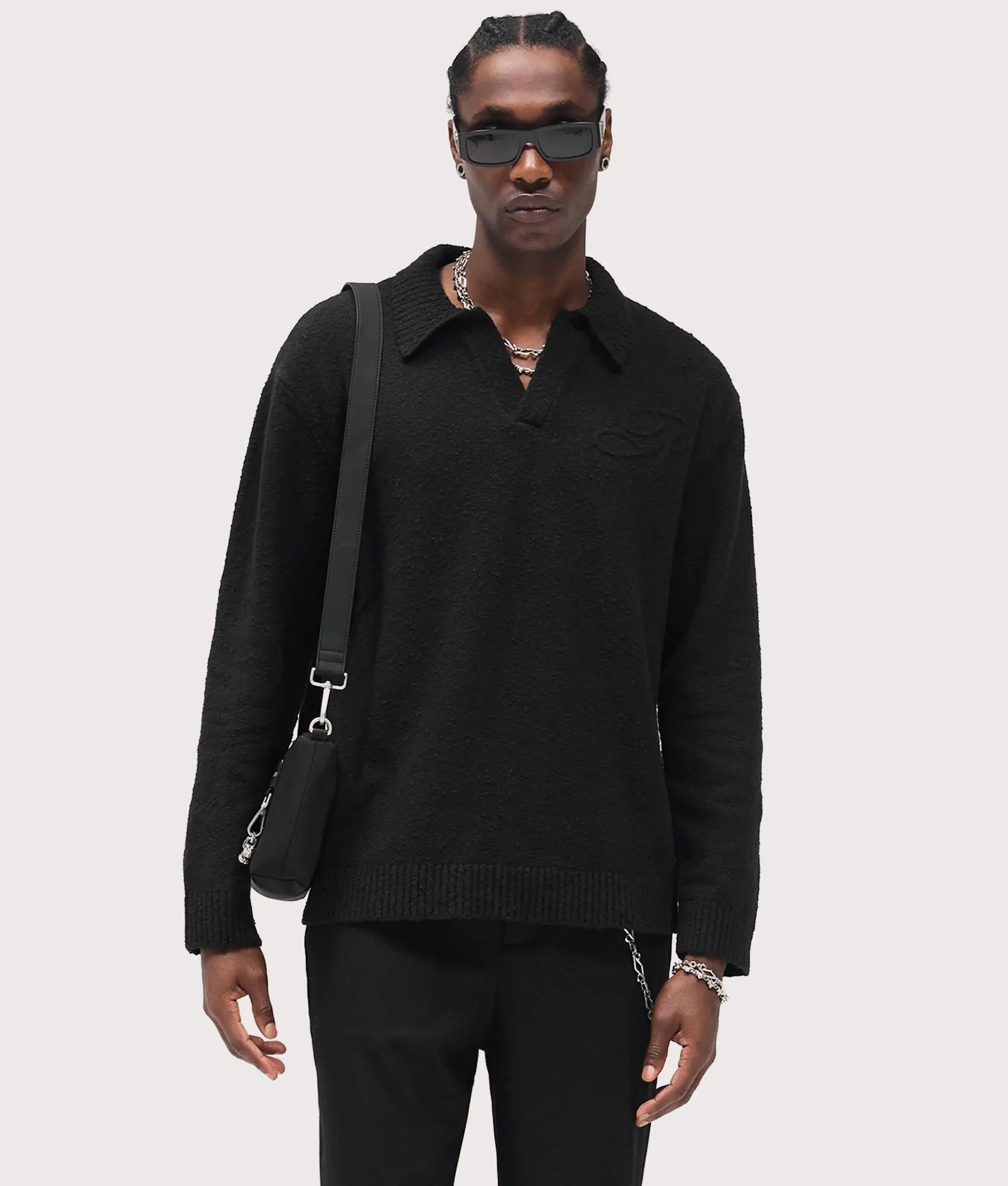 Relaxed Fit Long Sleeve Ribbed Polo Collar Knit sold by EQVVS