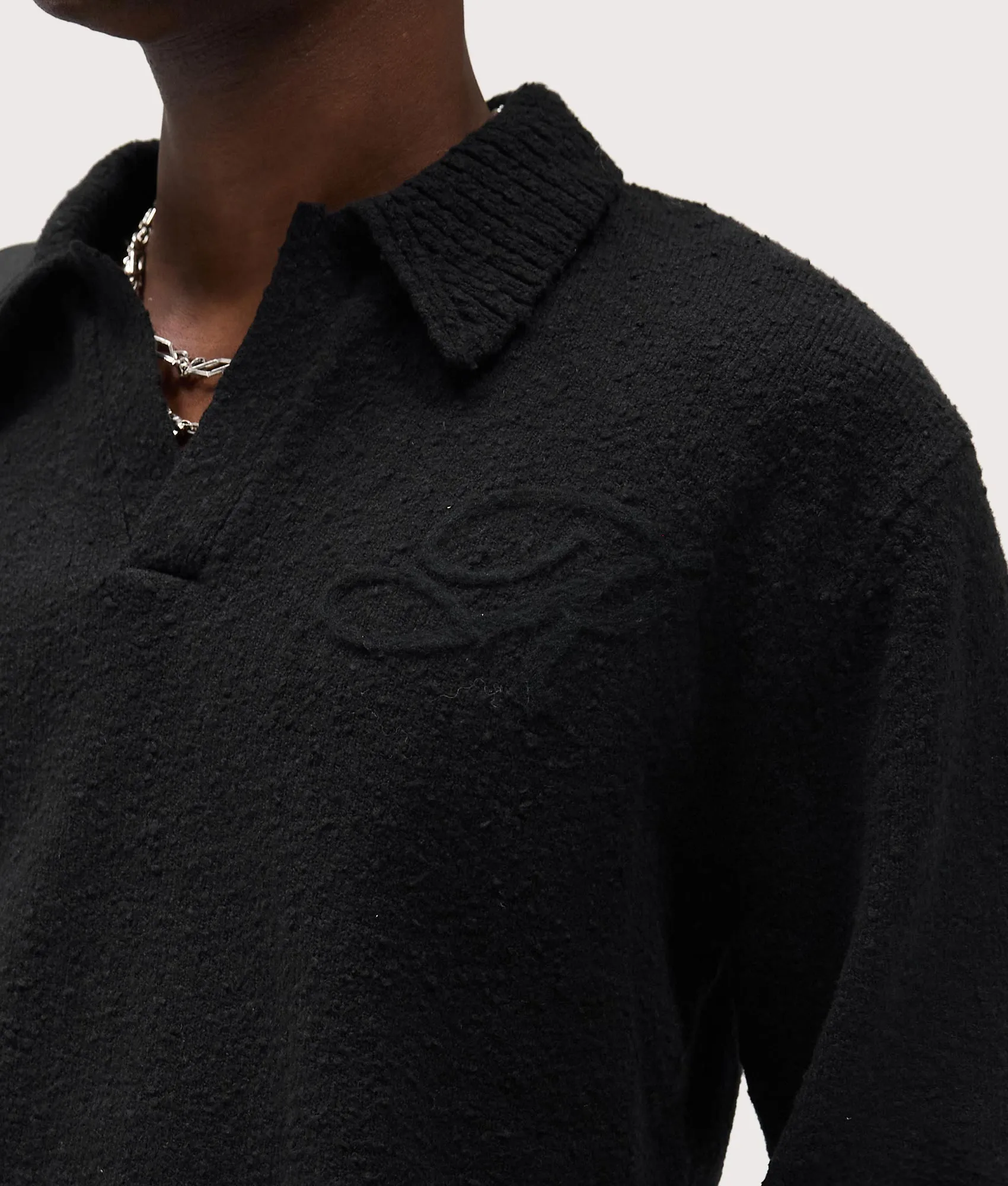 Relaxed Fit Long Sleeve Ribbed Polo Collar Knit sold by EQVVS product image thumbnail 2