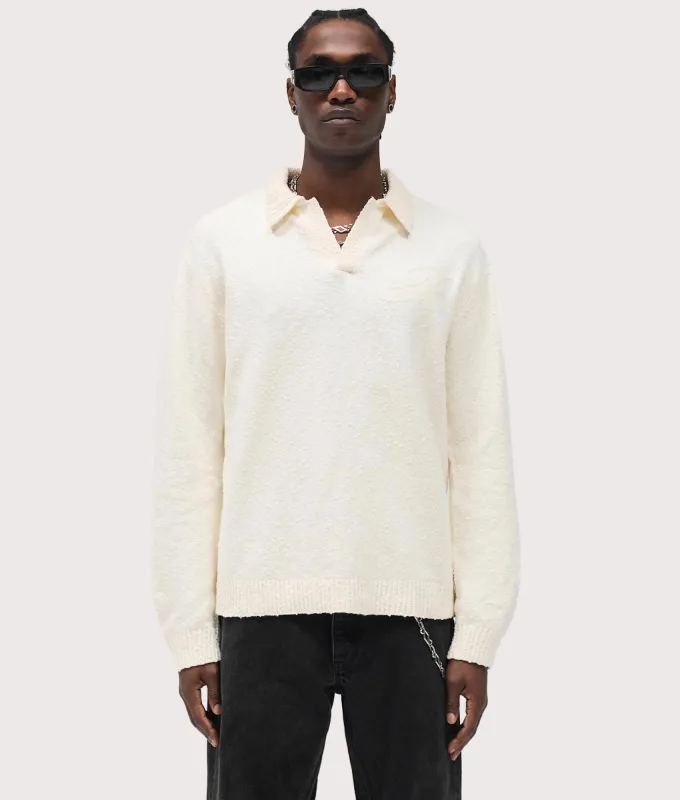 Relaxed Fit Long Sleeve Ribbed Polo Collar Knit sold by EQVVS