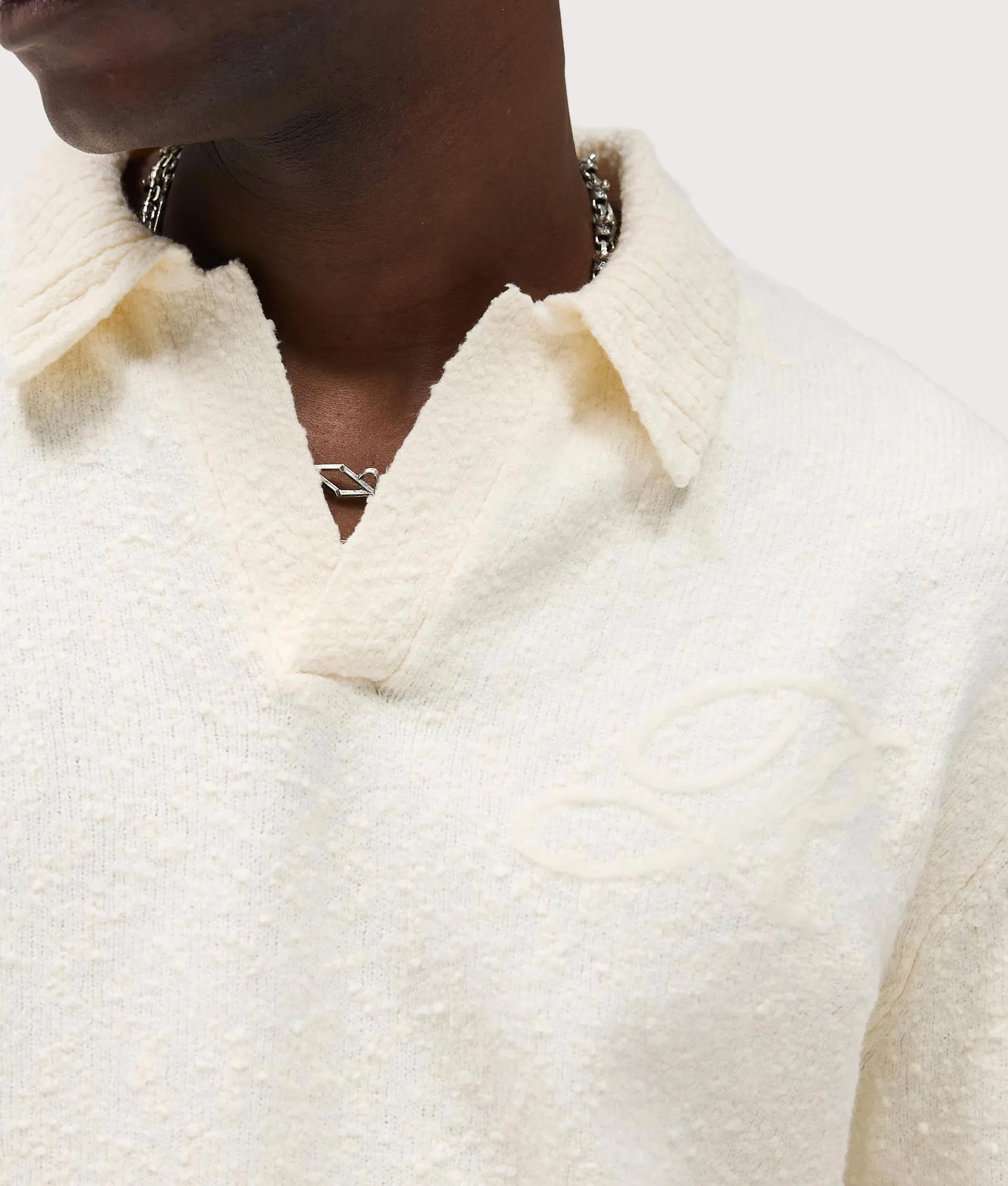 Relaxed Fit Long Sleeve Ribbed Polo Collar Knit sold by EQVVS product image thumbnail 2