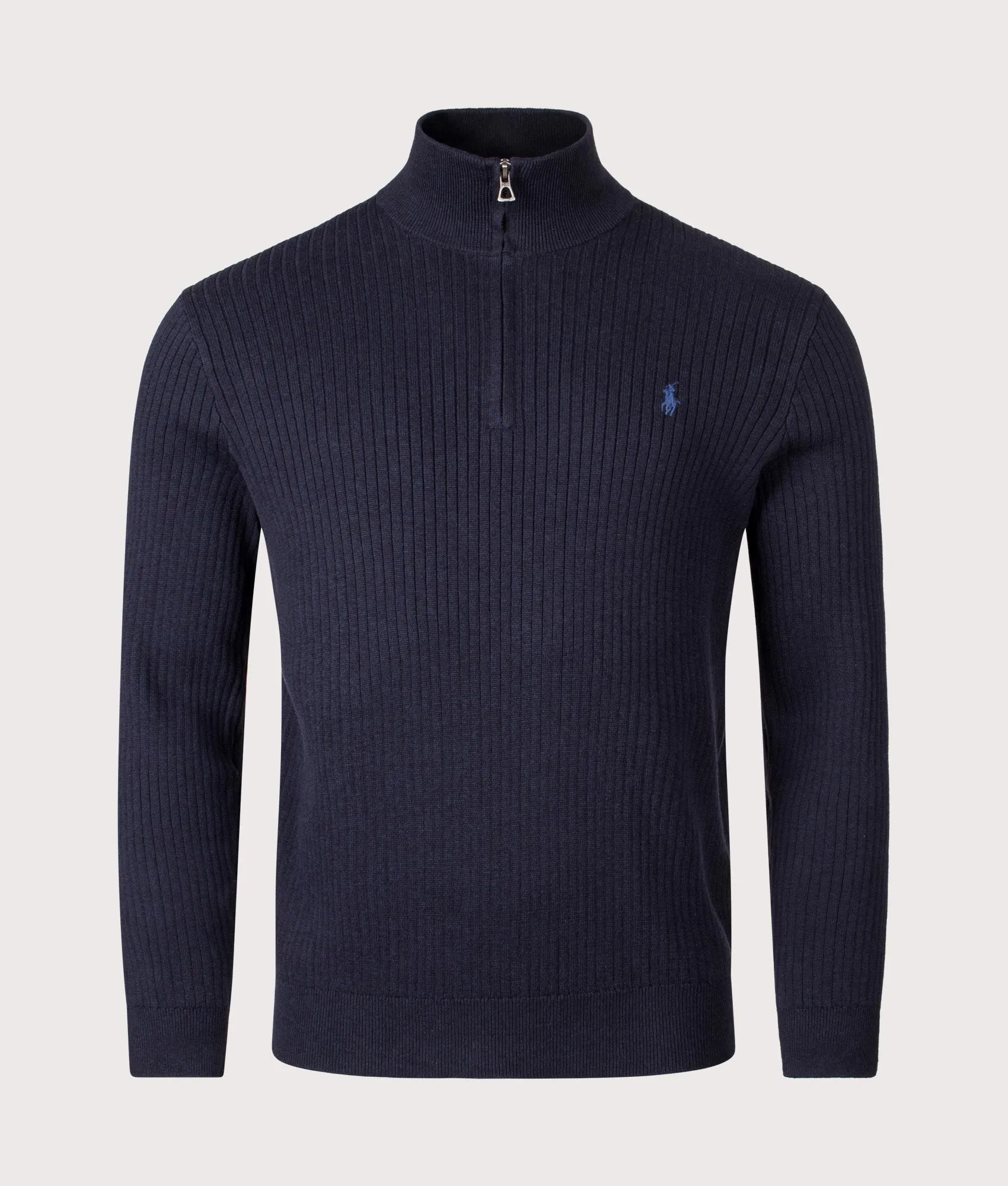 Rib Knit Cotton Quarter Zip Sweatshirt sold by EQVVS