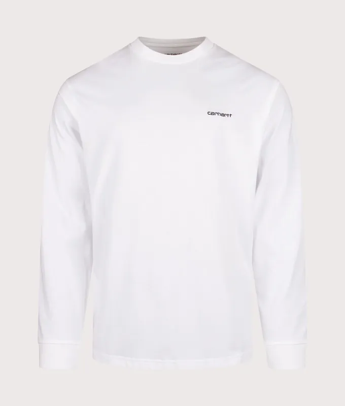 Relaxed Fit Script Embroidery Long Sleeve T-Shirt sold by EQVVS