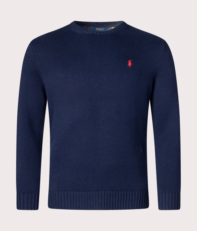Cotton Ribbed Crew Neck Jumper made by Polo by Ralph Lauren