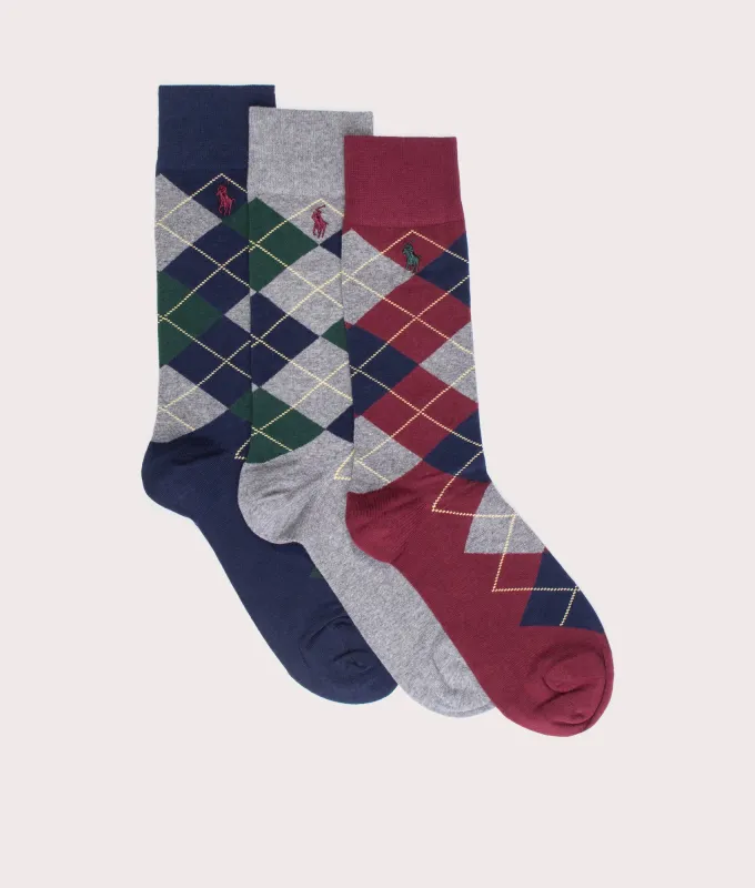 Three Pack of Argyle Crew Socks made by Polo by Ralph Lauren