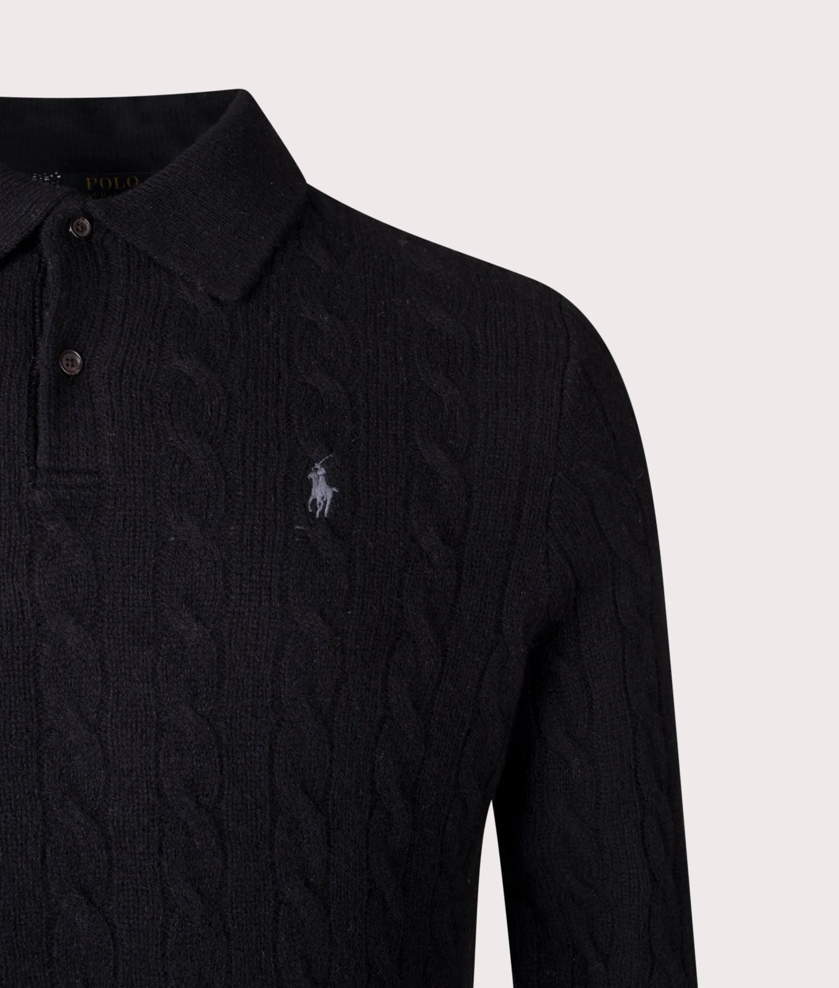 Cable Knit Cashmere Polo Neck Jumper sold by EQVVS product image thumbnail 2