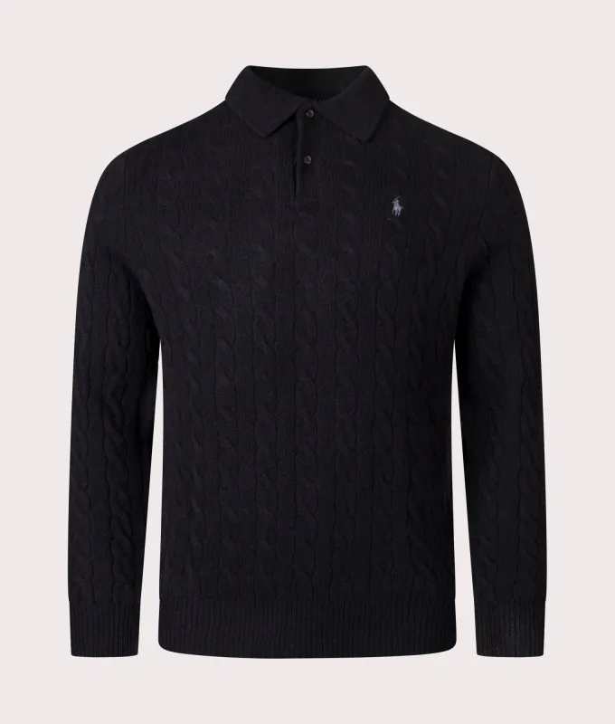 Cable Knit Cashmere Polo Neck Jumper sold by EQVVS
