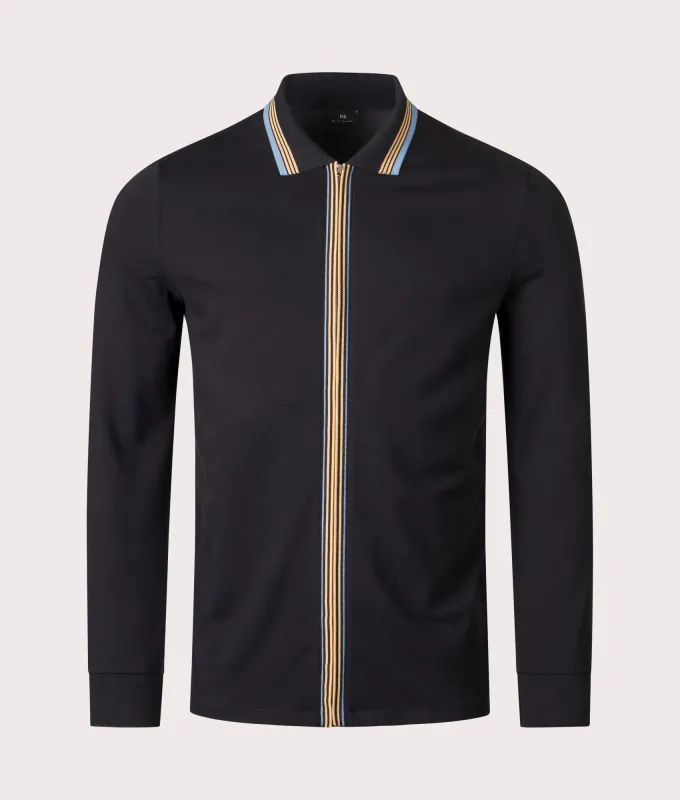 Long Sleeve Zip Through Polo Shirt sold by EQVVS